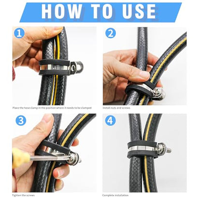 12PCS 1-3/4" Cable Clamps | Enhanced Riveted Reinforcement, 304 Stainless Steel, Rubber Cushioned Insulation, For Loop, Pipe and Metal Wire Use - size: cable clamp-1-3/4"(45mm) 12pcs