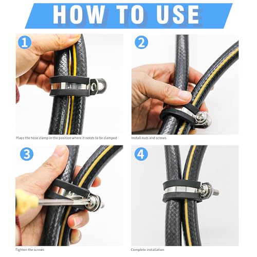 5/8" Cable Clamps, 24PCS, 304 Stainless Steel | Rubber Cushioned Insulated, Loop Pipe Wire Clamps, Riveted Reinforce, For Automotive, Plumbing, Kennel & Hose Securing - size: cable clamp-5/8"(16mm) 24pcs