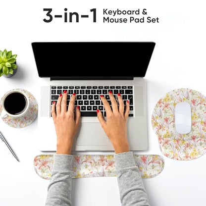RICHEN Wrist Rest Support for Mouse Pad&Keyboard Set, 3-in-1 Computer Mousepad,Keyboard Wrist Rest and Coaster Set, Non-Slip Keyboard Wrist Rest and Mouse Pad Set Ergonomic Design (YKMWR-63) - color: Ykmwr-63