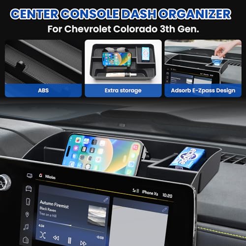 Autorder Center Console Dash Organizer for 2023-2026 Chevy Chevrolet Colorado Accessories Dashboard Insert Tray with Cellphone Holder Storage Box with Anti-Slip Mat - color: 2023-2026 Chevy Colorado