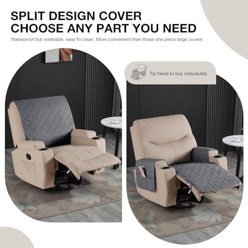 VANSOFY Recliner Chair Covers 100% Waterproof Backrest Cover Reclining Cover Non-Slip Dog Chair Cover Furniture Protector Washable Slipcover Elastic Straps for Pets, Dogs(Dark Gray) - color: Dark Gray