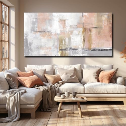SOUGUAN Large Abstract Canvas Wall Art Modern Wall Decor Pink Art Posters 29"x58" Home Decorations for Living Room Artwork for Office - color: Pink, size: 58"L x 29"W