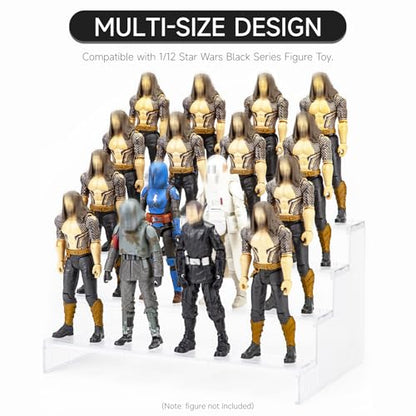 6 inch Acrylic Riser Display Shelf,Clear Action Figures Stands With PEG,4 Tier Toy Collectibles Organizer Compatible with 1/12 Scale Action Figure Toy (Only Fit For 6 inch SW Black Series Figure Toy-Clear) - color: Only Fit For 6 inch SW Black Series Figu