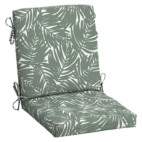 Arden Outdoor Midback Chair Cushion, 18 x 16.5, Rain-Proof, Fade Resistant Sage King Palm - color: Sage King Palm