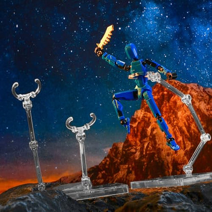 Wonderjune 24 Pack Action Figure Stand Model Support Stand Clear Doll Base Assembly Action Figure Display Holder Base with Screwdriver Compatible HG/RG 1/144 Toy, Transparent(9 Inches) - size: 9 Inches