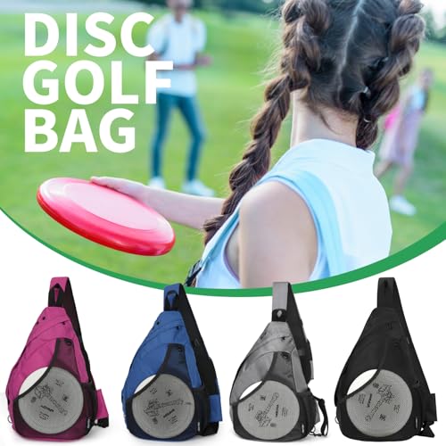 MOYAQI Disc Golf Bag with Retriever Holder and Storage Pockets, Disc Golf Backpack with 8-10 Disc Capacity, Padded Adjustable Strap and Back Panel, Lightweight and Durable - color: Dark black