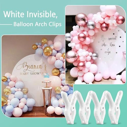 Rosellas 10 Pack 4" Balloon Arch Clips, Plastic Spring Clamps Heavy Duty, Backdrop Clips for Valentine's Day Balloon Arch, Tablecloth Clip, Backdrop Stand, Wedding Photography Studio Decoration