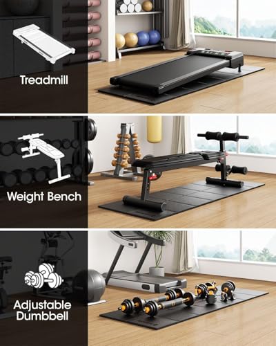Stepwaver Walking Pad Mat for Carpet Floor, 68"x24", Treamill Mat for Hardwood Floors, High Density, 1/3 Thickness, Folable, Floor Protection for Bike, Elliptical, Treadmill - size: 68.1"L x 24.1"W x 0.3"Th