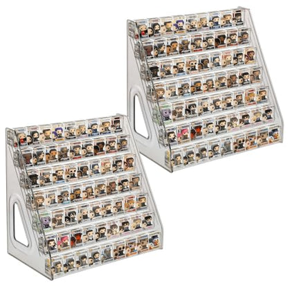 2 Pack 7 Layers Clear Display Shelf for Funko Pop Clear Acrylic Display Case for Miniature Mini Action Storage Mini Collectible Toys Display Shelf for Bitty Pop Compatible with Bitty Pops Funko(Gray)