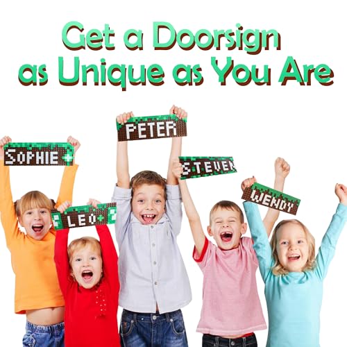 Gaming Room Decor, Name Sign, DIY My Wall Art Sign, Bedroom World Decorations Door Signs Craft, 10x3 Inches for Kids Boys Fans Birthday Stuff Gifts, 200 Pcs Blocks