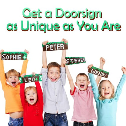 Gaming Room Decor, Name Sign, DIY My Wall Art Sign, Bedroom World Decorations Door Signs Craft, 10x3 Inches for Kids Boys Fans Birthday Stuff Gifts, 200 Pcs Blocks