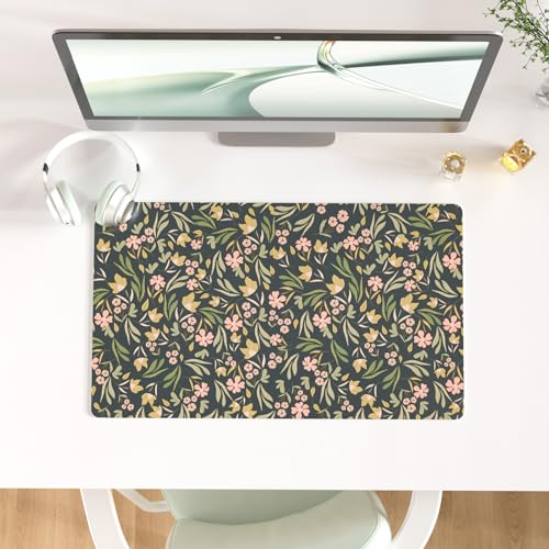 Colorful Star Large Mouse Pad, PU Leather Waterproof Desk Mat, Computer Gaming Mouse Pad, XXL Extended Mousepad Non Slip Desk Pad for School Office Home 23.6" x 13.8" - Ditsy Floral Print - color: Ditsy Floral Print, size: 23.6L x 13.8W inches