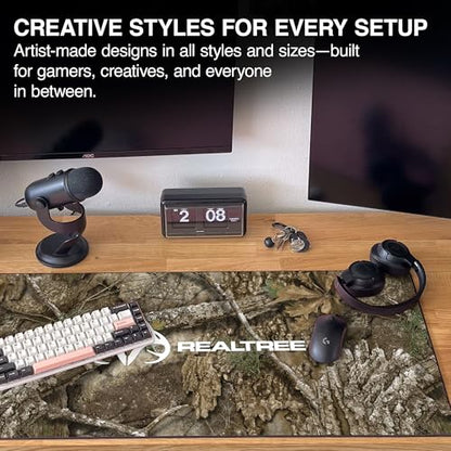 MPCO. Real Tree Large Gaming Desk Pad - 36" x 17" Duraglyde Fabric APX – with Logo Desk Mats - Non-Slip, Washable, Smooth Glide for Precision Gaming & Work - color: Duraglyde Apx – With Logo