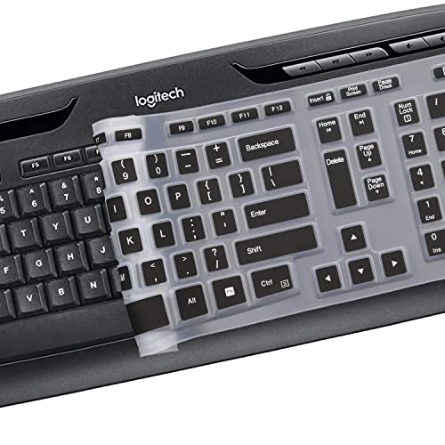 Keyboard Cover for Logitech MK320 K330 MK335 YR002/Y-R0009 Wireless Keyboard, Ultra Thin Silicone Keyboard Protector Skin Logitech MK320 K330 MK335 Accessories-Black - color: Black