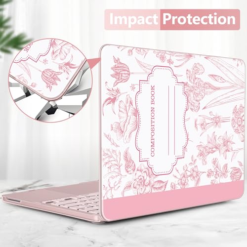 DONGKE Compatible with MacBook Neo 13 Inch Case 2026 A3404 A18 Pro chip & Touch ID, Plastic Hard Shell with Keyboard Cover, Screen Protector & Dust Plugs, Blush Composition Book - color: Blush Composition Book