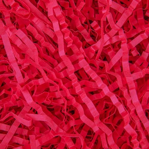 Caleihd Crinkle Cut Paper Grass Filler for Easter Christmas Wedding Birthday Bridesmaid Engagement Craft Gift Boxes Bags Filler Decoration 4.5oz Red - color: Red