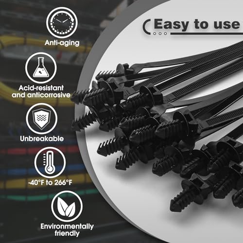 30PCS Push Mount Cable Zip Tie 8.3 x 0.2 inch Self Locking Cable Strap Push Mount Cable Ties Nylon Car Mount Wire Tie Car Fastener Cable Clips Wraps for Indoor Wire Tying - size: 30 Pcs
