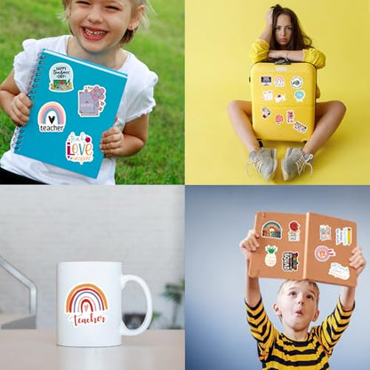 110PCS Teacher Stickers, Non-Repeating Funny Teacher Stickers Waterproof Meme Stickers for Teachers Gift Vinyl Decals Cute Stickers Gifts for Laptop Water Bottles Phone - style: Teacher Stickers