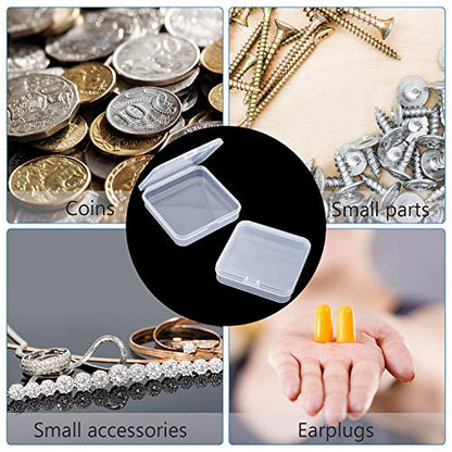 SATINIOR 24 Packs Small Clear Plastic Beads Storage Containers Box with Hinged Lid for Storage of Small Items, Crafts, Jewelry, Hardware (2.76 x 2.76 x 0.67 Inches) - size: 2.76 x 2.76 x 0.67 in