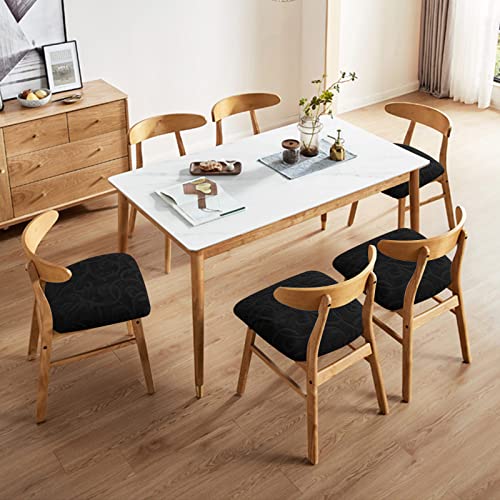 Genina Waterproof Chair Seat Covers Dining Room Chair Covers Stretch Seat Cover for Dinning Room Chair Protector Slipcovers for Kitchen, Hotel (2, Flower Pattern-Black) - color: Flower Pattern-black