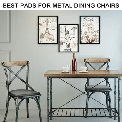 BUYUE 14" Metal Chair Cushion with Magnetic 1 Piece, Luxury PU Leather Waterproof Anti-Slip Seat Pad for Kitchen Cafe Dining Bistro Stackable Chairs (U-Shape, Dark Gray, 1) - color: Dark Gray, style: U-shape-1 Pcs