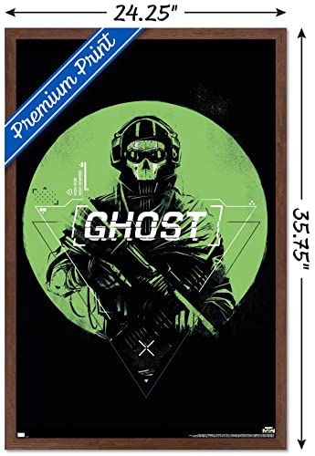 Trends International Call of Duty: Modern Warfare 2 - Ghost Emblem Wall Poster, 22.375" x 34", Mahogany Framed Version - color: Mahogany Framed Version, size: 34"L x 22.4"W