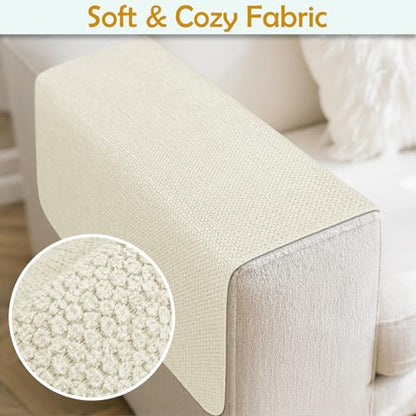 Couch Arm Covers, Waterproof Armrest Cover for Sofa, Loveseat, Armchair, Non-Slip Recliner Arm Cover, Sofa Arm Covers, Headrest Cover, Arm Chair Covers Set of 2 (Beige, 26"×26") - color: Beige, size: 26" x 26" - 2 pcs