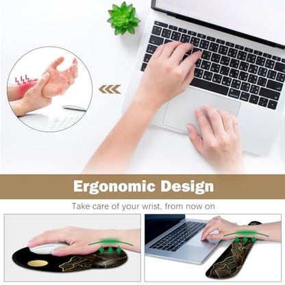 ARTSO Large Mouse Pad Keyboard Wrist Rest Combo, Ergonomic Mouse Pad with Wrist Support, Extended Non-Slip Desk Mat Protector, 4-in-1Set Desk Blotter for Office Home, Golden Sun Mountain - color: Golden Sun Mountain