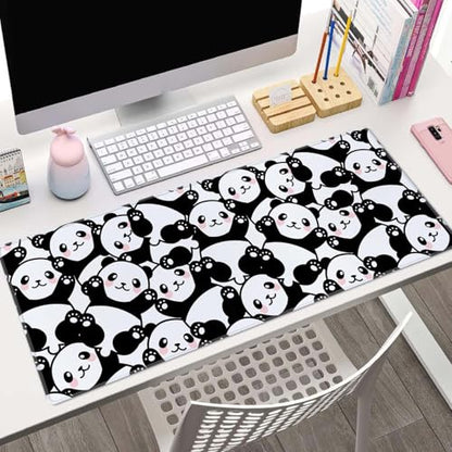 Cute Baby Panda Large Gaming Mouse Pad,Mouse Pad Gaming 31.5 x 11.8 in Mouse Mat Desk Pad,Large Desk Mat,Extended Keyboard Mousepad with Non-Slip Base and Stitched Edge for Desk Home Office - color: Cute Baby Panda