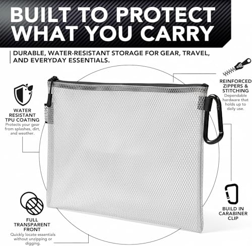 GOBAGS Air Production Small Clear Zipper Pouch (4‑Pack) – Cable Organizer & Travel Gear Bag for Electronics, Camera Accessories, Tool Pouch & Small Tech Storage - color: Black, size: Small