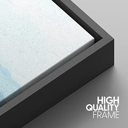 NWT Framed Canvas Print Wall Art Set Blue White Minimal Winter Cloud Mountain Abstract Wilderness Illustrations Art Rustic Scenic Relax/Calm for Living Room, Bedroom, Office - 16"x24"x3 Black - color: A02-2203-fo16, size: 16" x 24" x 3 Panels BLACK
