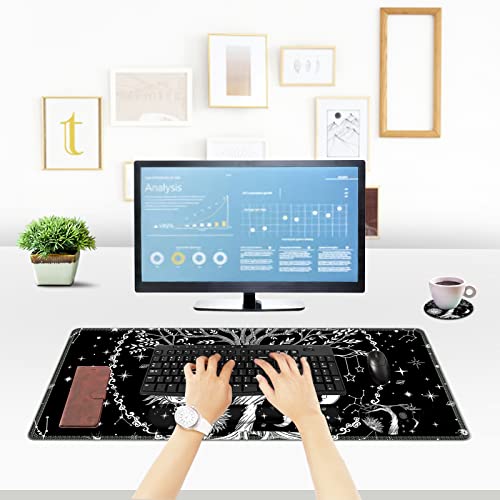ToLuLu Extended Gaming Mouse Pad, Memory Foam Ergonomic Keyboard Mouse Wrist Rest Support Set, Large Desk Mat with Stitched Edges, Non-Slip Base Mousepad for Home Office Game and Study, Moon & Sun - color: Moon & Sun