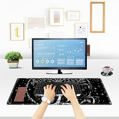 ToLuLu Extended Gaming Mouse Pad, Memory Foam Ergonomic Keyboard Mouse Wrist Rest Support Set, Large Desk Mat with Stitched Edges, Non-Slip Base Mousepad for Home Office Game and Study, Moon & Sun - color: Moon & Sun