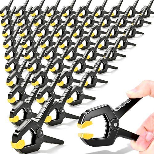55Pack Plastic Spring Clamps, 3.5inch Small Heavy Duty Clips for Balloon Arch Stand, Spring Clips Clamps for Woodworking, Arch Backdrop Stand, Photography Backdrops Holder, Crafts, Fabric Backdrop - color: 3.5"_55p_yellow
