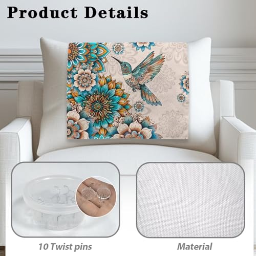Boho Mandala Hummingbird Print Headrest Cover for Recliner Chair, Washable Headrest Protector for Furniture Slipcovers 16.53 x 26.18 inch Theater Seat Sofa Headrest Protective Cover - color: Boho Mandala Hummingbird