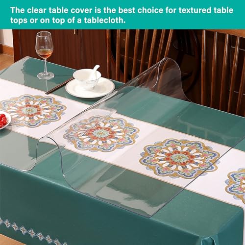 12x36 Inch Clear Plastic Pad Table Protector Cover Dining Room Tablecloth Office Desk Mat Easy Clean Heat Resistant Protection Glass Wood Tabletop Office Writing Desk Kitchen Coffee Table - color: New Clear 1.5mm, size: 12 X 36 Inches