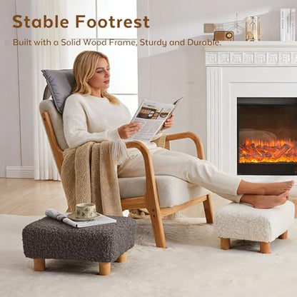 Small Foot Stool Ottoman, Sherpa Footstool Ottoman Foot Rest for Couch, Rectangle Footstools and Ottomans Small for Living Room, Entryway and Bedroom (Brown) - color: Brown (Sherpa)