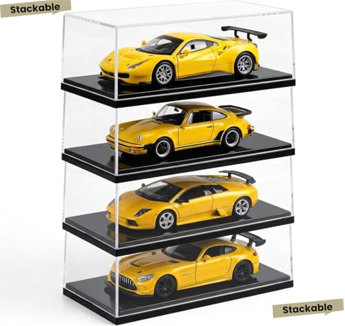 Model Car Display Case, 1:43 Scale Acrylic Display Box for Cars, Stackable Dustproof Storage Boxes for Collectibles, Figures and Memorabilia, 6.5 x 2.9 x 2.5 inch - size: 6.5 x 2.9 x 2.5 inch