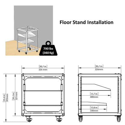 AEONS 10U Open Frame Network Server Rack 19-inch 4 Post AV Rack with Casters for Floor Standing and Wall Mount, Side Load for Extra Depth– Complete Kit with 1U and 2U Vented Shelves, Black - style: 10U-Kit