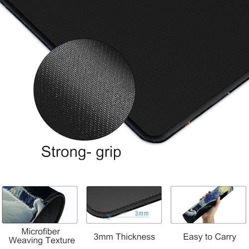 Black Cat and White Cat Look Starry Sky Gaming Mouse Pad with Stitched Edges Non-Slip Rubber Base Mouse Pad for Office,Computer,Keyboard,Laptop and Home Desk,31.5 x 11.8 Inch - color: Black Cat and White Cat Look Starry Sky, size: 11.8*31.5inch