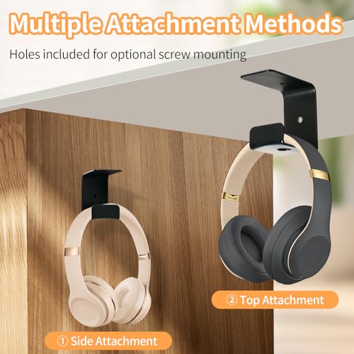 Pair Headphone Stand, Adhesive Headphones Holder with Rubber Pad, Sticky Headset Hook for Desk, Headsets Hanger with Screws Mounted on the Bottom & Edge of the Table for Gaming Desk Accessories - color: Upgraded, size: 2 Pack