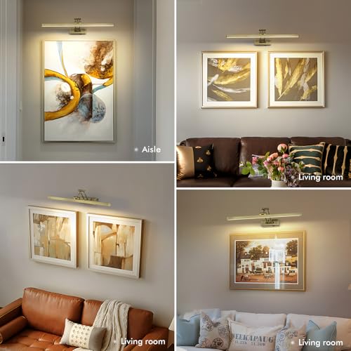 5W LED Wireless Picture Lights with Remote and Timer 23.6'' Inch Rechargeable Antique Bronze Gallery Lighting Battery Operated Art Lights Over Frame Portrait - color: Battery Operated Antique Bronze, size: 23.6 inch