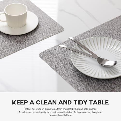 Baroyal Faux Leather Placemats Set of 6 Vinyl Washable Wipeable Table Mats for Kitchen Dining Table Heat Resistant Waterproof Modern Indoor/Outdoor Placemats Non-Slip Easy Clean Place Mats (Mid Gray) - color: C-mid Gray