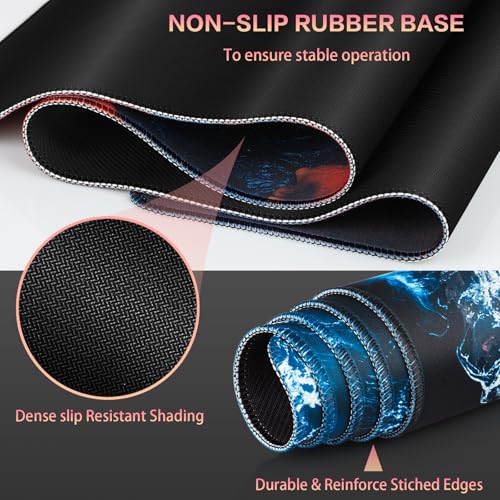 Canjoy Gaming Mouse Pad, 31.5x15.7inch Large Extended Mousepad Big Computer Desk Mat for Keyboard and Mouse Full Desk Mouse Mat with Non-Slip & Rubber Base - color: Magma and Sea