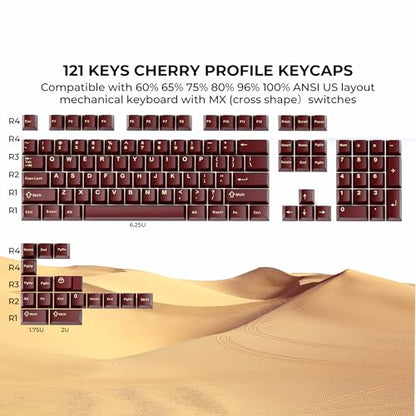 GMKWTL XVX Red Keycaps, Double Shot PBT Keycap Set 75 Percent, Cherry Profile Keyboard Keycaps Compatibility with ANSI Layout MX Switches Mechanical Keyboard - color: Red