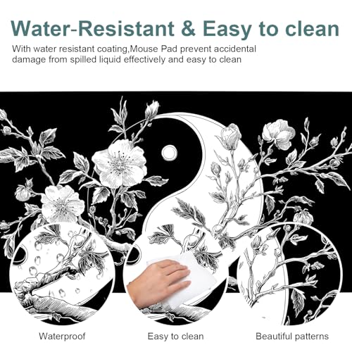 Yin Yang Cherry Blossom Extended Gaming Mouse Pad 35.4 x 15.7 Inch – Zen-Inspired Desk Mat with Non-Slip Rubber Base for Gaming and Office Use - color: #40, size: 35.4 x 15.7 Inch