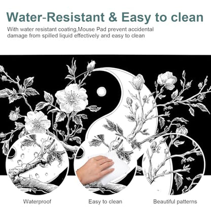 Yin Yang Cherry Blossom Extended Gaming Mouse Pad 35.4 x 15.7 Inch – Zen-Inspired Desk Mat with Non-Slip Rubber Base for Gaming and Office Use - color: #40, size: 35.4 x 15.7 Inch