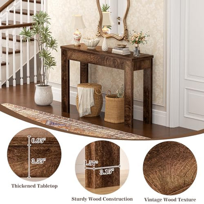 Armocity Console Table, Small Farmhouse Wood Entryway Table, Narrow Sofa Tables Behind Couch, Entry Table for Entrance, Hallway, Living Room, 32", Cracked Oak - color: Cracked Oak, size: 32"