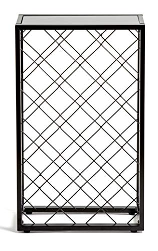 Mango Steam 23 Bottle Black Wine Rack with Glass Top Shelf, Free Standing for Home, Kitchen and Bar - color: Black, size: 23 Bottle