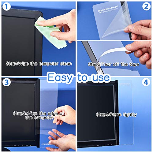 3 Pieces Multifunction Computer Monitor Memo Board Side Panel Memo Top Mount Acrylic Transparent Message Board for Screen Cabinet, Left and Right